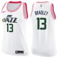 Women's Utah Jazz #13 Tony Bradley Swingman White Pink Fashion NBA Jersey