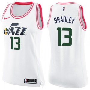 Women\'s Utah Jazz #13 Tony Bradley Swingman White Pink Fashion NBA Jersey