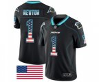 Carolina Panthers #1 Cam Newton Limited Black Rush USA Flag Football Jersey