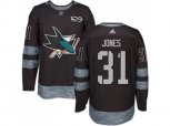 San Jose Sharks #31 Martin Jones Black 1917-2017 100th Anniversary Stitched NHL Jersey