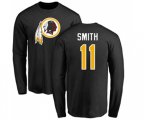 Washington Redskins #11 Alex Smith Black Name & Number Logo Long Sleeve T-Shirt