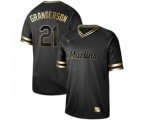 Miami Marlins #21 Curtis Granderson Authentic Black Gold Fashion Baseball Jersey