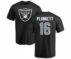 Oakland Raiders #16 Jim Plunkett Black Name & Number Logo T-Shirt