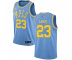 Los Angeles Lakers #23 LeBron James Authentic Blue Hardwood Classics Basketball Jersey
