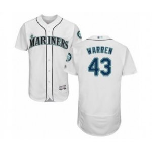 Seattle Mariners #43 Art Warren White Home Flex Base Authentic Collection Baseball Player Jersey