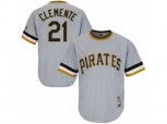 Pittsburgh Pirates #21 Roberto Clemente Replica Grey Cooperstown Throwback MLB Jersey