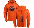 Edmonton Oilers #1 Laurent Brossoit Orange One Color Backer Pullover Hoodie