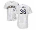 Milwaukee Brewers Jake Faria White Home Flex Base Authentic Collection Baseball Player Jersey