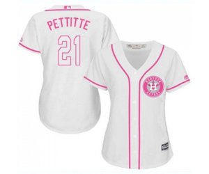 Women\'s Houston Astros #21 Andy Pettitte Authentic White Fashion Cool Base Baseball Jersey