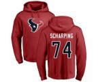 Houston Texans #74 Max Scharping Red Name & Number Logo Pullover Hoodie
