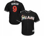 Miami Marlins #9 Lewis Brinson Replica Black Alternate 2 Cool Base Baseball Jersey