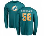 Miami Dolphins #56 Davon Godchaux Aqua Green Name & Number Logo Long Sleeve T-Shirt
