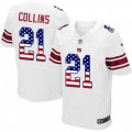 New York Giants #21 Landon Collins Elite White Road USA Flag Fashion NFL Jersey