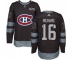 Montreal Canadiens #16 Henri Richard Premier Black 1917-2017 100th Anniversary NHL Jersey