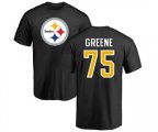 Pittsburgh Steelers #75 Joe Greene Black Name & Number Logo T-Shirt