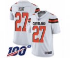 Cleveland Browns #27 Kareem Hunt White Vapor Untouchable Limited Player 100th Season Football Jersey