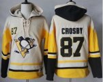 Pittsburgh Penguins #87 Sidney Crosby Cream Gold Sawyer Hooded Sweatshirt Stitched NHL Jersey