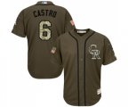 Colorado Rockies #6 Daniel Castro Authentic Green Salute to Service Baseball Jersey