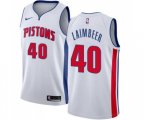 Detroit Pistons #40 Bill Laimbeer Authentic White Home Basketball Jersey - Association Edition