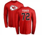 Kansas City Chiefs #72 Eric Fisher Red Name & Number Logo Long Sleeve T-Shirt