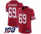 San Francisco 49ers #69 Mike McGlinchey Red Team Color Vapor Untouchable Limited Player 100th Season Football Jersey