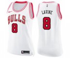 Women's Chicago Bulls #8 Zach LaVine Swingman White Pink Fashion Basketball Jersey