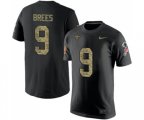 New Orleans Saints #9 Drew Brees Black Camo Salute to Service T-Shirt