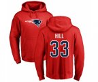 New England Patriots #33 Jeremy Hill Red Name & Number Logo Pullover Hoodie