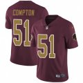 Washington Redskins #51 Will Compton Burgundy Red Gold Number Alternate 80TH Anniversary Vapor Untouchable Limited Player NFL Jersey