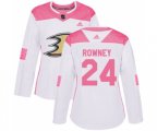 Women Anaheim Ducks #24 Carter Rowney Authentic White Pink Fashion Hockey Jersey