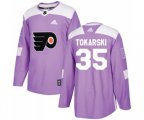 Adidas Philadelphia Flyers #35 Dustin Tokarski Authentic Purple Fights Cancer Practice NHL Jersey