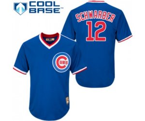 Chicago Cubs #12 Kyle Schwarber Authentic Royal Blue Cooperstown Baseball Jersey