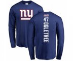 New York Giants #47 Alec Ogletree Royal Blue Backer Long Sleeve T-Shirt