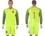 2017-18 Roma 1 SZCZESNY Fluorescent Green Long Sleeve Goalkeeper Soccer Jersey