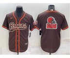 Cleveland Browns Brown Team Big Logo With Patch Cool Base Stitched Baseball Jersey