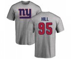New York Giants #95 B.J. Hill Ash Name & Number Logo T-Shirt