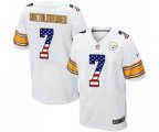 Pittsburgh Steelers #7 Ben Roethlisberger Elite White Road USA Flag Fashion Football Jersey
