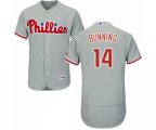 Philadelphia Phillies #14 Jim Bunning Grey Road Flex Base Authentic Collection Baseball Jersey