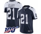 Dallas Cowboys #21 Ezekiel Elliott Navy Blue Throwback Alternate Vapor Untouchable Limited Player 100th Season Football Jersey