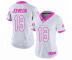 Women Arizona Cardinals #19 KeeSean Johnson Limited White Pink Rush Fashion Football Jersey
