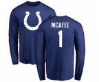 Indianapolis Colts #1 Pat McAfee Royal Blue Name & Number Logo Long Sleeve T-Shirt