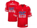 2016 US Flag Fashion-Men's Wisconsin Badgers Melvin Gordon III #25 College Football Jersey - Red