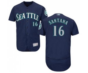 Seattle Mariners #16 Domingo Santana Navy Blue Alternate Flex Base Authentic Collection Baseball Jersey