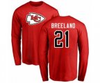 Kansas City Chiefs #21 Bashaud Breeland Red Name & Number Logo Long Sleeve T-Shirt