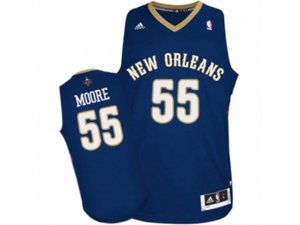New Orleans Pelicans #55 E\'Twaun Moore Swingman Navy Blue Road NBA Jersey