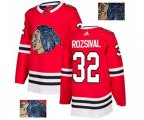 Chicago Blackhawks #32 Michal Rozsival Authentic Red Fashion Gold NHL Jersey