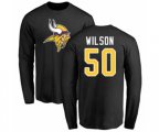 Minnesota Vikings #50 Eric Wilson Black Name & Number Logo Long Sleeve T-Shirt