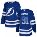 Tampa Bay Lightning #91 Steven Stamkos Authentic Blue Drift Fashion NHL Jersey