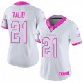 Women Denver Broncos #21 Aqib Talib Limited White Pink Rush Fashion NFL Jersey