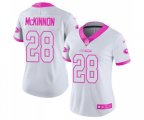 Women San Francisco 49ers #28 Jerick McKinnon Limited White Pink Rush Fashion Football Jersey